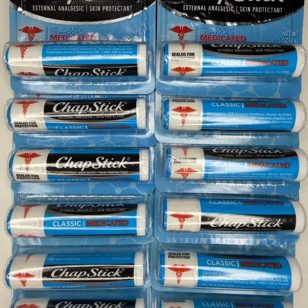 SET OF 12 — ChapStick Classic Medicated Lip Balm & Skin Protectant Tube — 0.15oz
